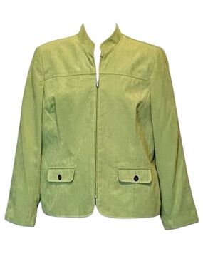 Vintage Alfred Dunner Green Zip-Up suede Jacket size 14